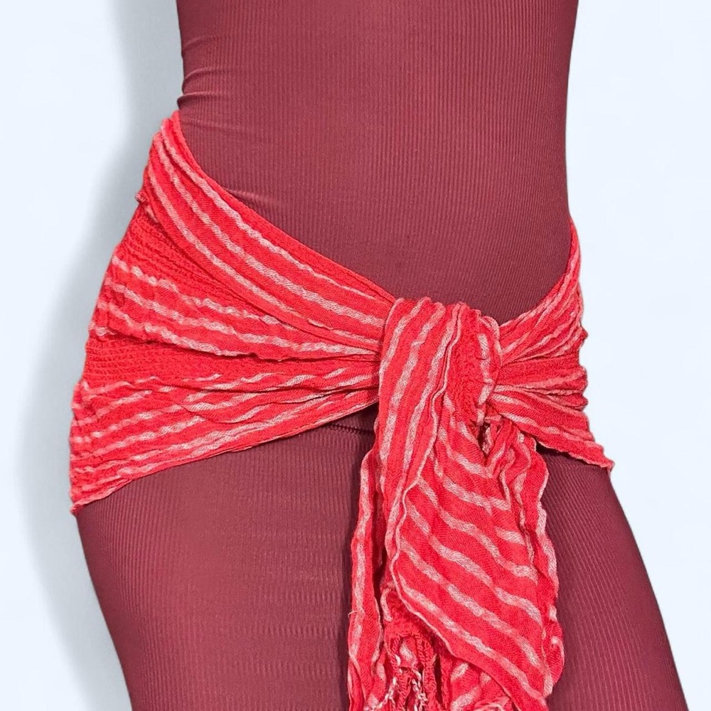 Y2K Red Ruffle Scarf Belt!